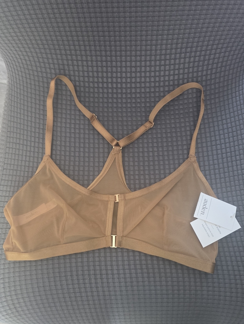 NWT Auden Sheer Front-Closure Bralette in Brown